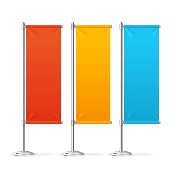 Banderas de banderas en blanco Set colorido. Vector — Vector de stock
