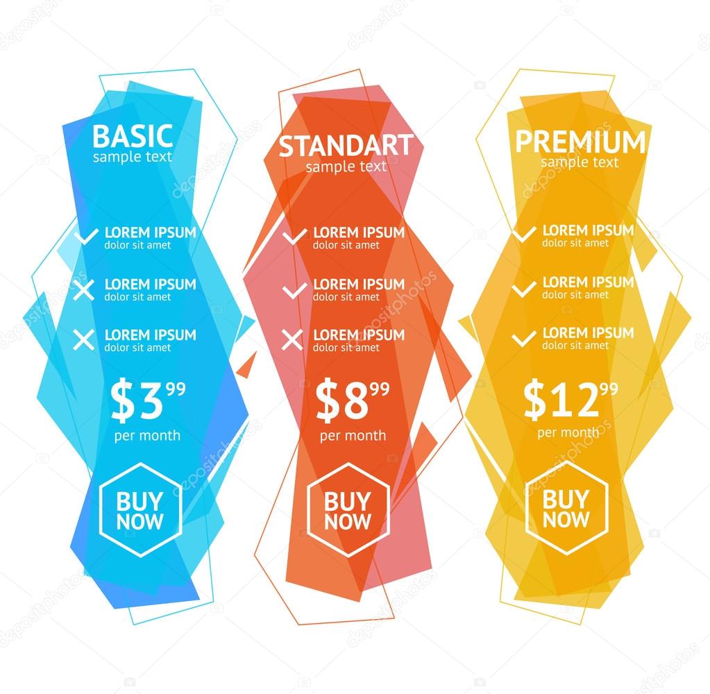 Pricing List. Vector