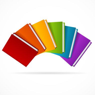 Kitap yığını gökkuşağı. Vektör