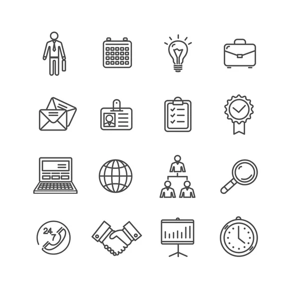 Business Outline Black Icons Set. Vector — Stock Vector