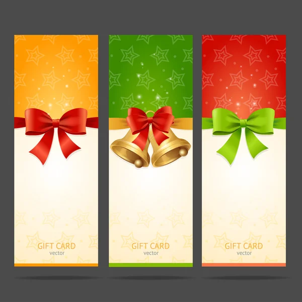 Huidige Xmas Card met pijl en boog Bell Set. Vector — Stockvector