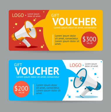 Hediye Voucher.Flat tasarım. Vektör