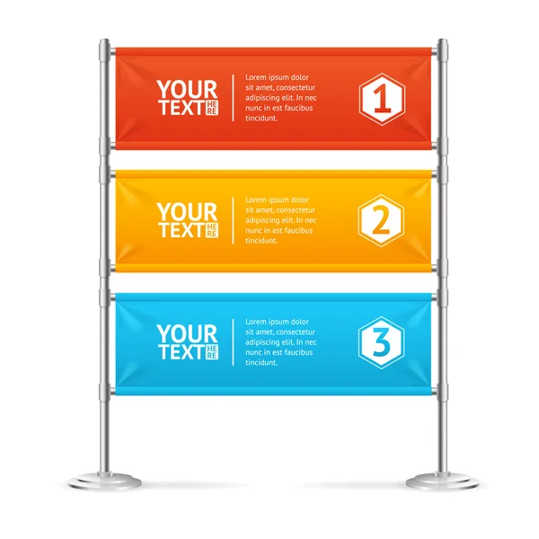 Blank Banner Flags Colorful Horizontal With Text. Vector — Stock Vector