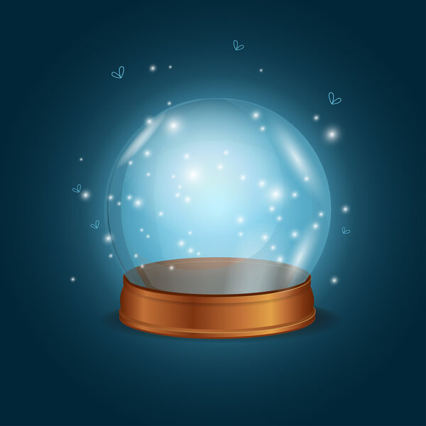 Empty Bright Glowing Crystal Ball. Vector