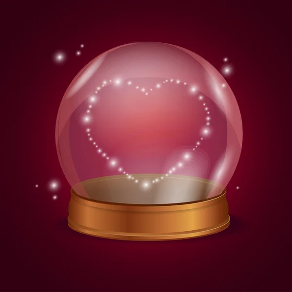 Empty Crystal Ball Valentine Heart. Vector — Stock Vector