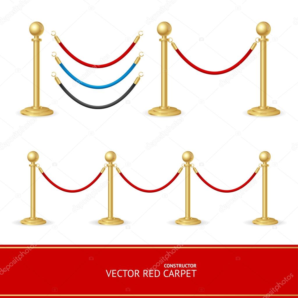 Red Carpet Gold Barrier Constructor. Vector