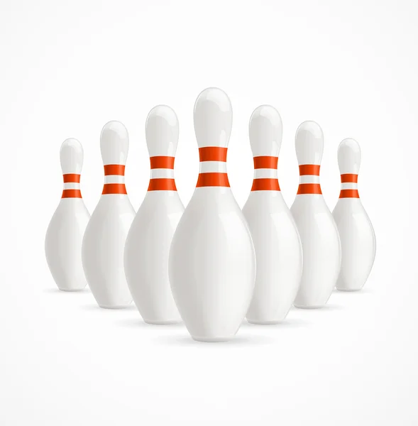 Groep van wit Bowling pinnen. Vector — Stockvector