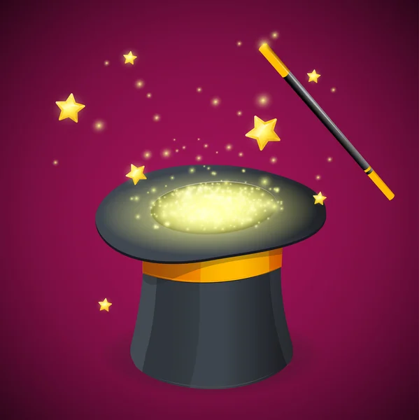Magic Hat and Wand. Vector — Stock Vector
