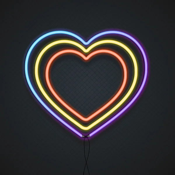 Neon Heart. Vector — Stock Vector