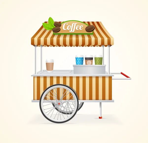 Coffee Market Cart. Vector — Stock Vector