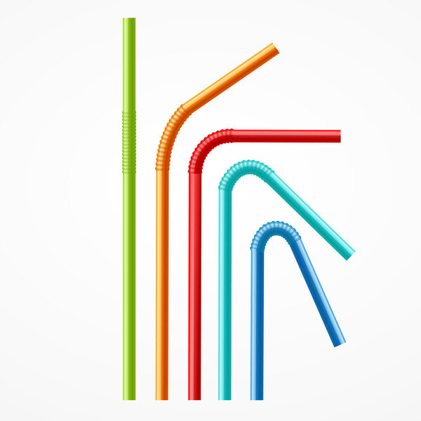 Colorful Drinking Straws Set. Vector