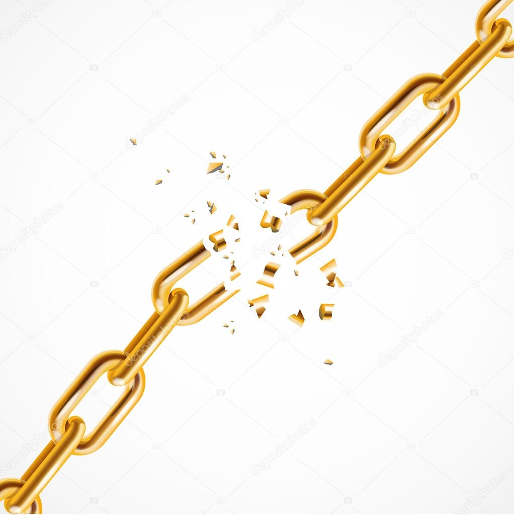 Gold Chain Breaking. Vector