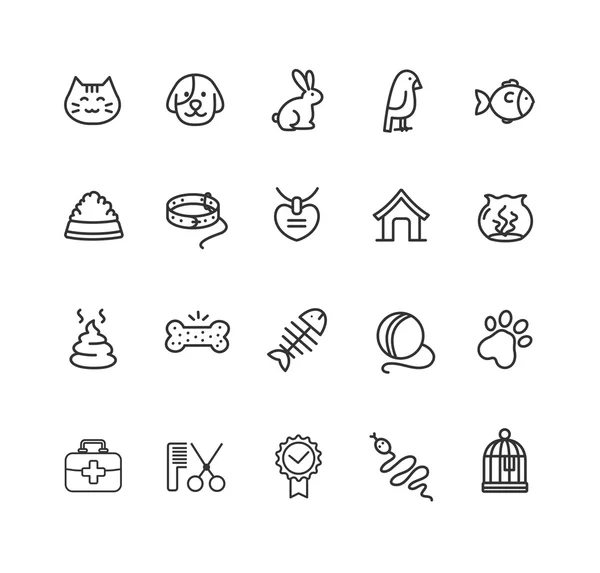Set di icone con contorno animali. Vettore — Vettoriale Stock