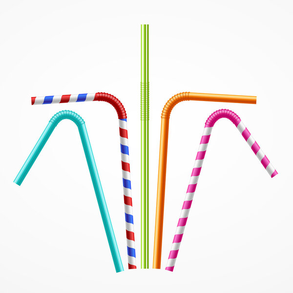 Colorful Drinking Straws Set. Vector