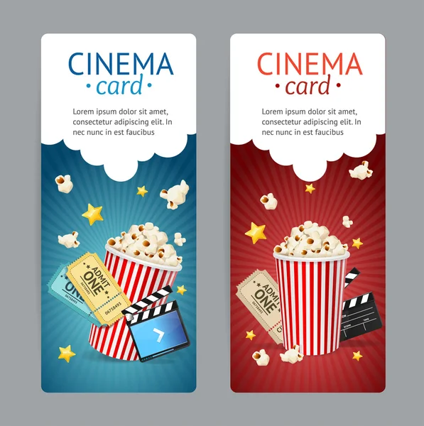 Juego de tarjetas de la película de cine. Vector de — Vector de stock