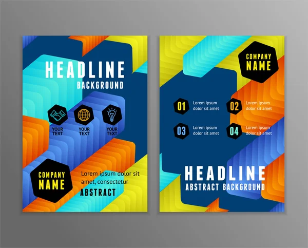 Flyer with Abstract Colorful Arrows Geometric (en inglés). Vector — Archivo Imágenes Vectoriales