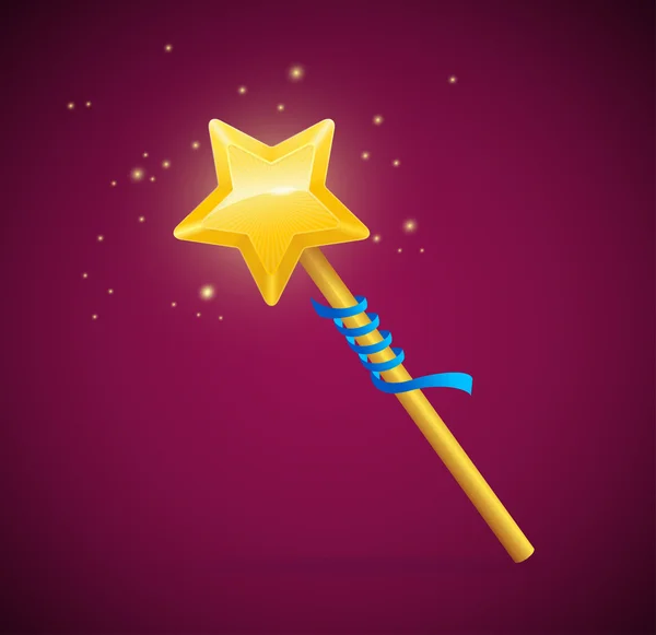Magic Wand with Shining Star. Vector — Stock Vector
