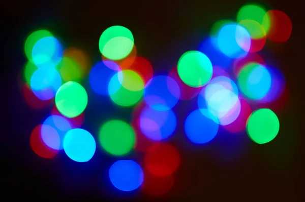 Luzes Coloridas Guirlandas Natal Fundo Abstrato Colorido Borrão Bokeh Luzes — Fotografia de Stock