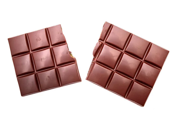 Due Barrette Cioccolato Sfondo Bianco Primo Piano — Foto Stock