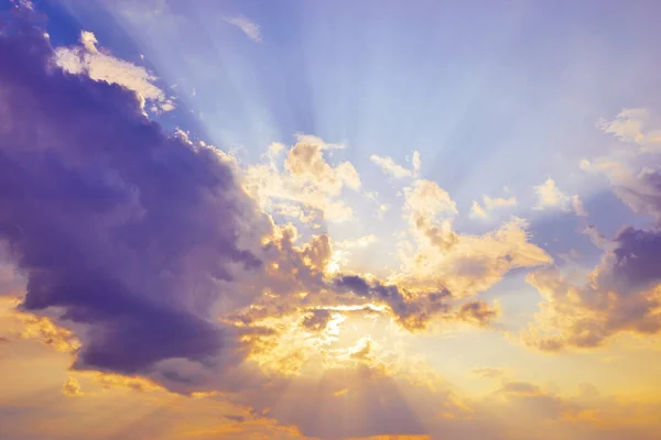 Beautiful Sky Sun Cloud Light Ray Evening Dusk Summer Day — Stock Photo, Image