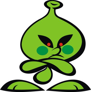 Yeşil uzaylı gülümseme canavar