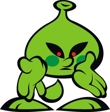 Yeşil uzaylı gülümseme canavar