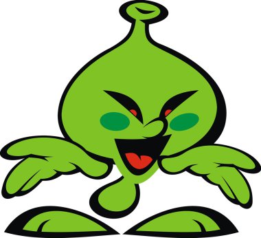 Yeşil uzaylı gülümseme canavar