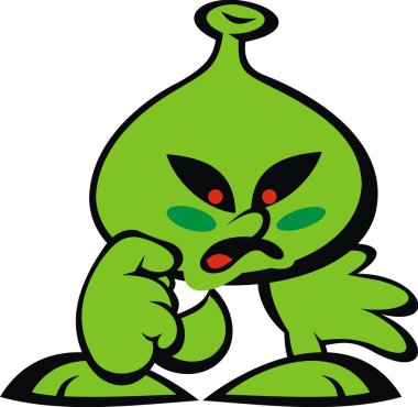 Yeşil uzaylı gülümseme canavar