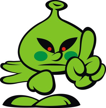 Yeşil uzaylı gülümseme canavar