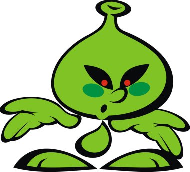 Yeşil uzaylı gülümseme canavar