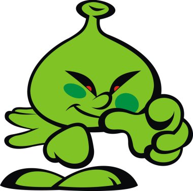 Yeşil uzaylı gülümseme canavar