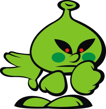 Yeşil uzaylı gülümseme canavar