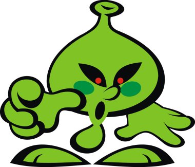 Yeşil uzaylı gülümseme canavar