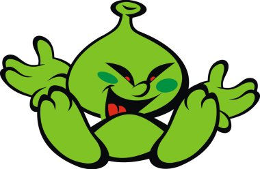 Yeşil uzaylı gülümseme canavar