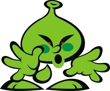 Yeşil uzaylı gülümseme canavar