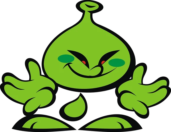 Green alien smile monster — Stock Vector