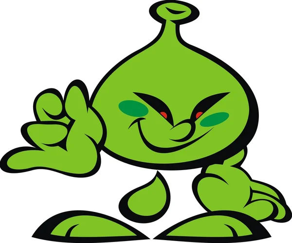 Grünes Alien-Lächeln-Monster — Stockvektor
