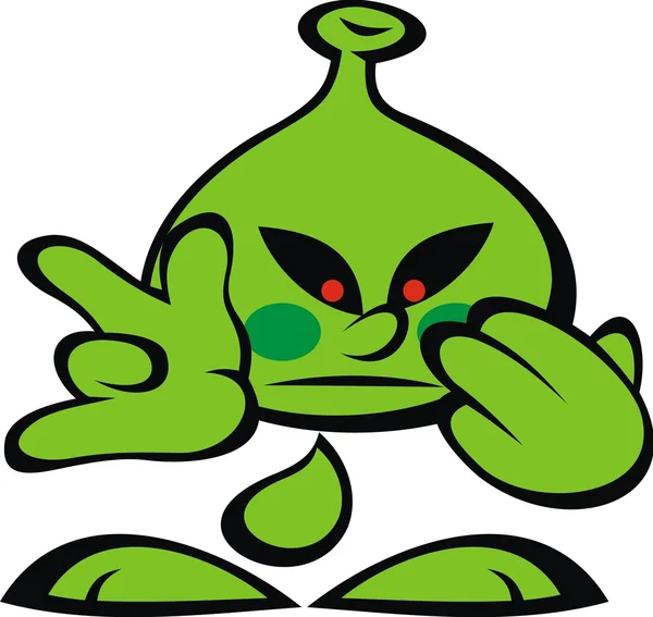 Groene alien glimlach monster — Stockvector