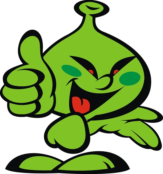 Green alien smile monster — Stock Vector