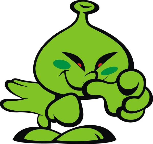Groene alien glimlach monster — Stockvector