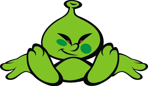 Gröna främmande leende monster — Stock vektor