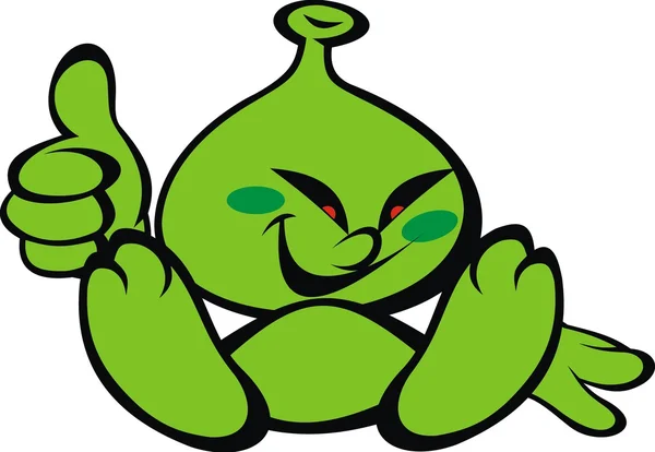 Monstruo sonrisa alienígena verde — Vector de stock