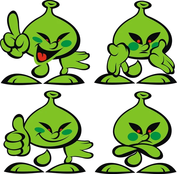 Monstre sourire vert alien — Image vectorielle