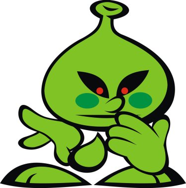 Yeşil uzaylı gülümseme canavar