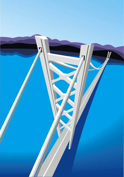 Puente Largo Mar Azul Como Fondo Agradable — Vector de stock