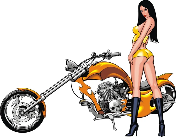 Chica Moto Diseño Original Aislado Fondo Blanco — Archivo Imágenes Vectoriales