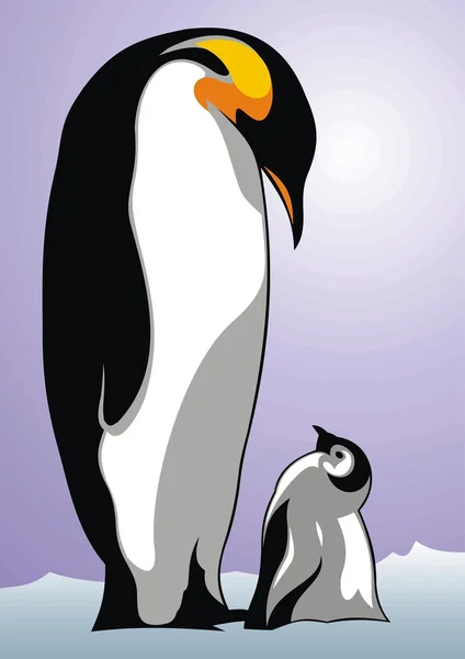 Familia de pingüinos agradable — Vector de stock