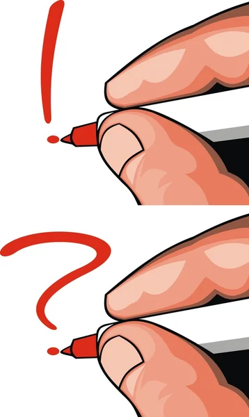 Χέρι Γράφει Ερώτηση Απομονωμένη Στο Λευκό Φόντο — Διανυσματικό Αρχείο
