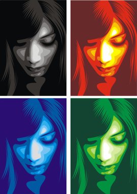 dört renk kafasına güzel kadın