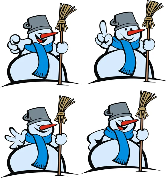 Snow man with different smiles — Stock Vector